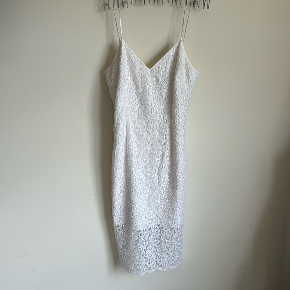White House Black Market White Lace Midi Dress